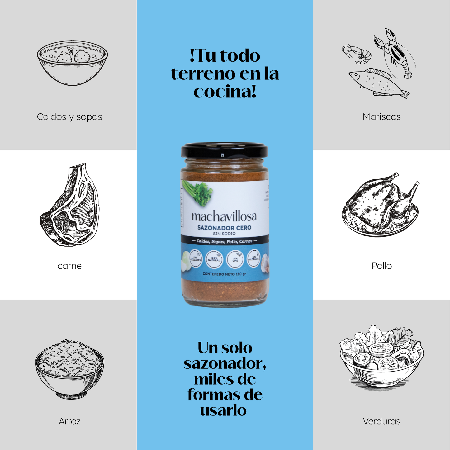 Sazonador 0, Sin Sodio