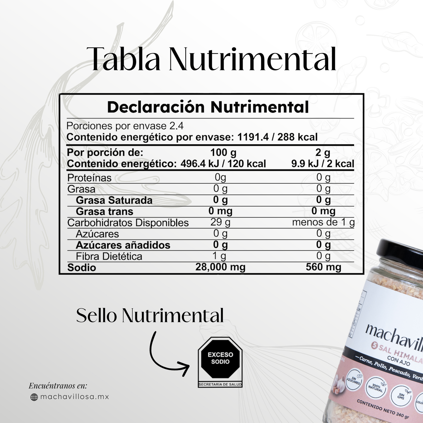 Sazonador 5, Sal Himalaya con Ajo